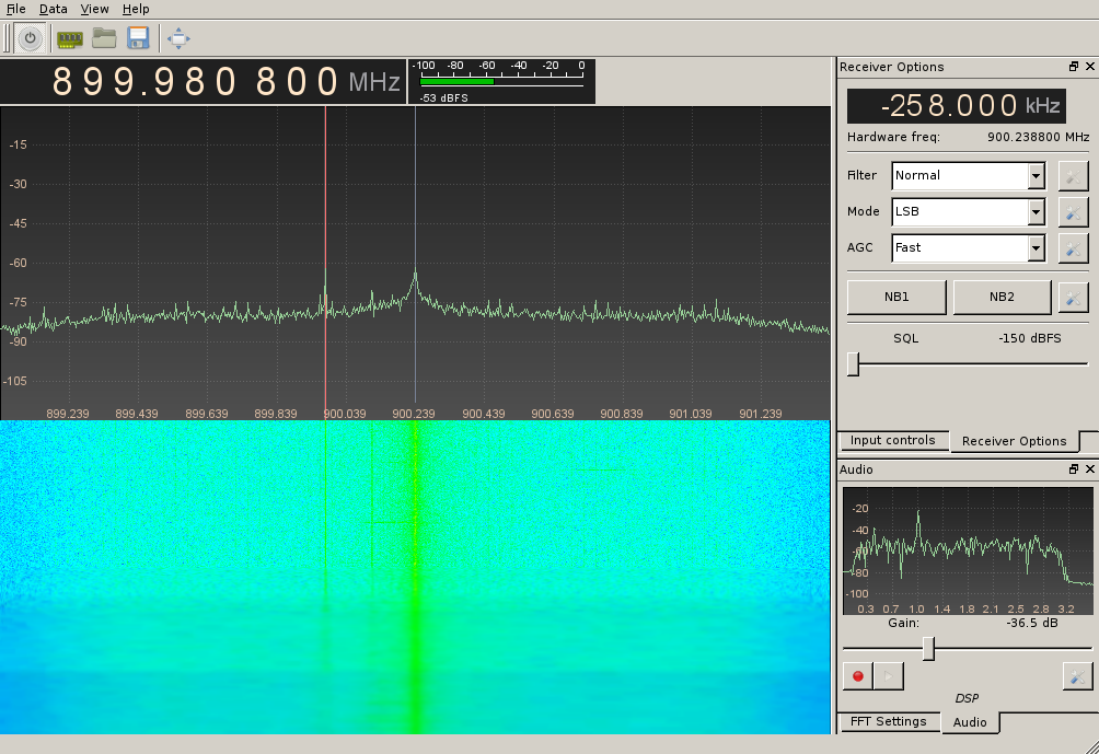 GQRX gnuradio waterfall